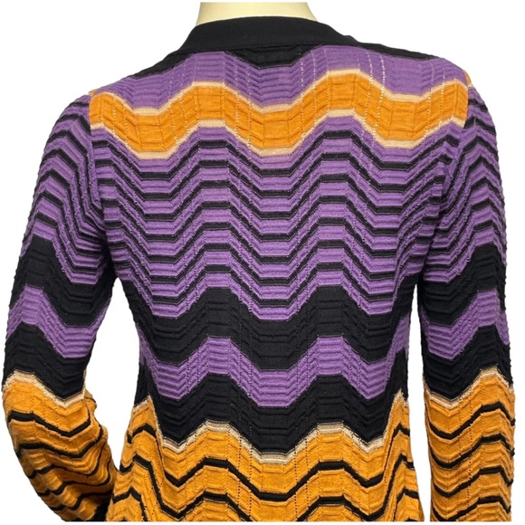 M MISSONI Italy Classic Knit Cardigan Sweater Chevron Zigzag Lightweight 44 M - Picture 9 of 13